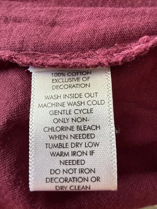 LOFT Outlet Lace Yoke Top Mauve Quarter Sleeve Cotton Tee Size M - Picture 7 of 7